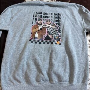 Gray Graphic Crew Neck Sweater